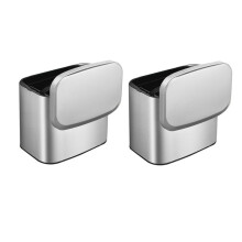 2X Hanging Stainless Steel Compost Bin 1.05 Gallon Wall Mounted Trash Can with Lid,Kitchen Cabinet Door Sink Garbage Can