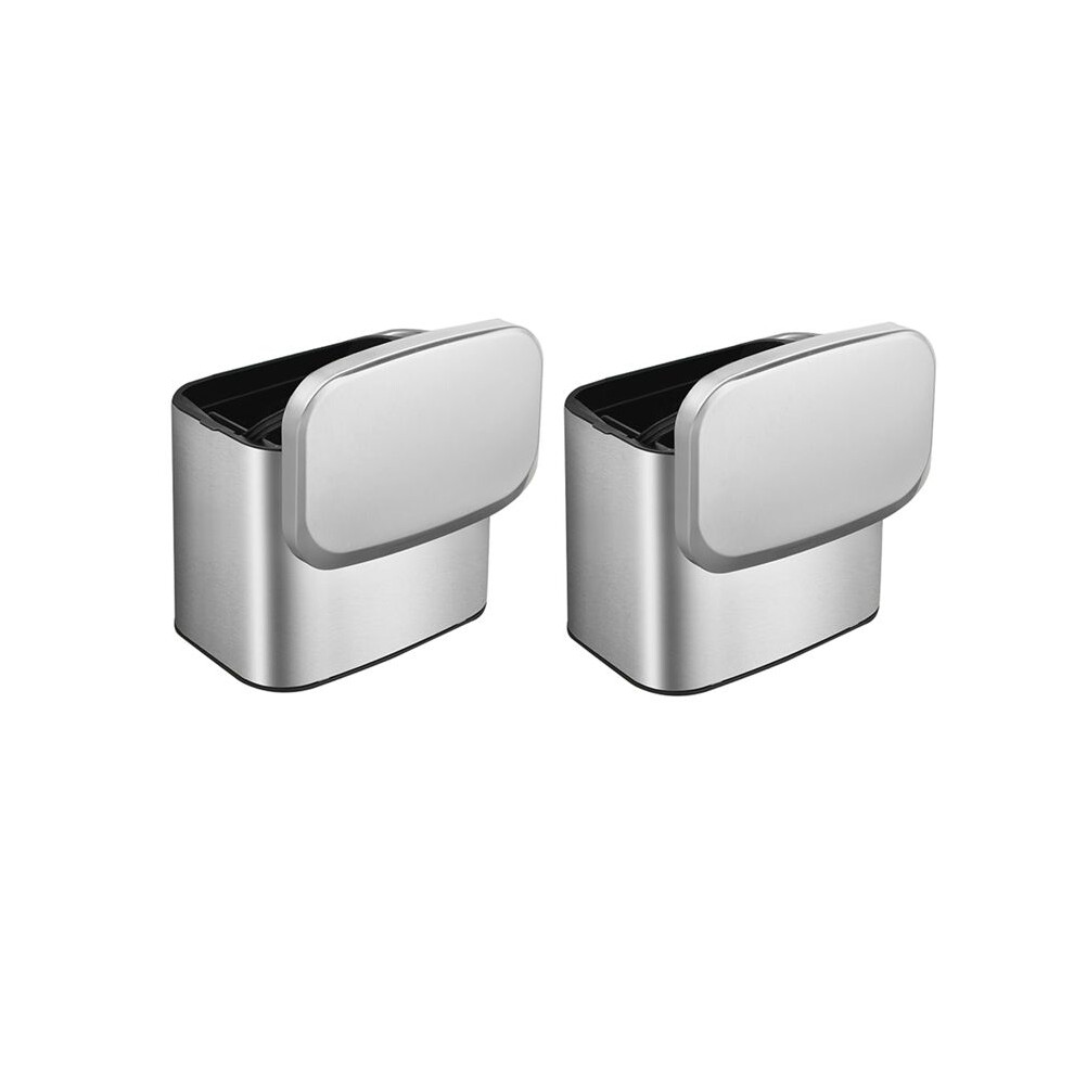 2X Hanging Stainless Steel Compost Bin 1.05 Gallon Wall Mounted Trash Can With Lid,Kitchen Cabinet Door Sink Garbage Can 4712196664114