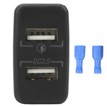 Chargeur de voiture double USB à charge rapide avec voltmètre numérique, voyant LED bleu, protection contre la surcharge, charge intelligente et