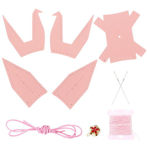 5Ensembles Kit Couture DIY Grues En Cuir PU Rose Assemblage Facile 1