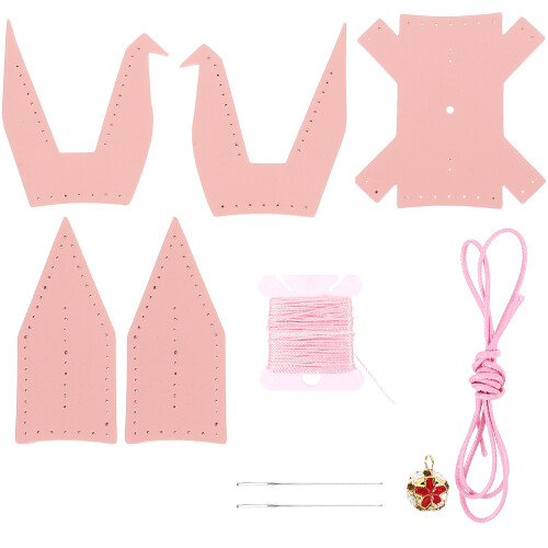 5Ensembles Kit Couture DIY Grues En Cuir PU Rose Assemblage Facile 2