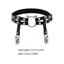 4St Zwarte Lederen Benenbanden Met Nagels Punk Gothic Fashion