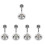 5Pcs Wall Mounted ABS Shower Handle Holder Silver Bathroom Accessory 7