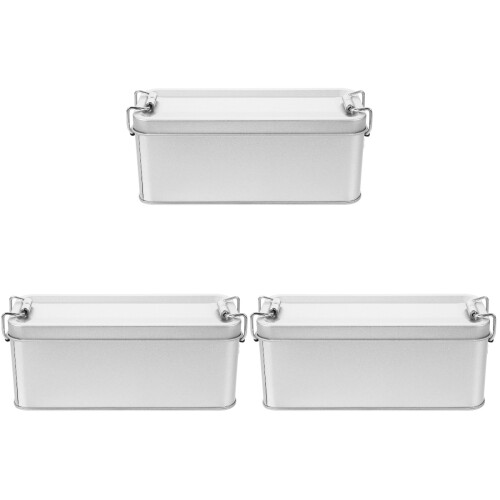 3Pcs Iron Cookie Boxes Silver Decorative Tins for Cookies and Candies 2