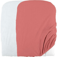 Lot de 2 housses de matelas à langer en éponge bouclette - Blanc / Terracotta - 50 X 75 cm