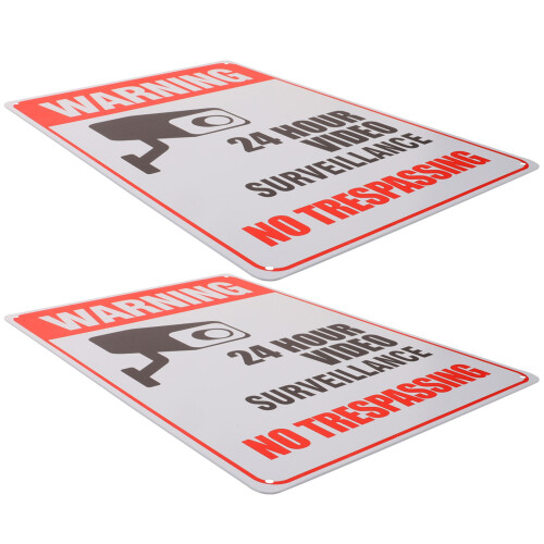 8Pcs Warning No Trespassing Metal Signs Video Caution 2