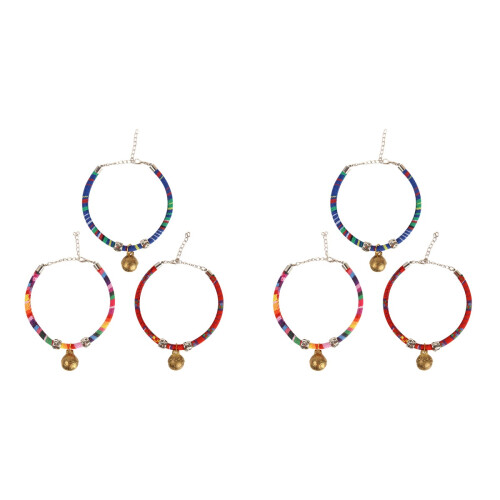 6Pcs Assorted Color Cat Necklaces Adjustable Bell Collars Cotton Rope 1