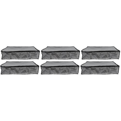 6Pcs Grey Comforter Storage Bags with Handles and Window Panel 1