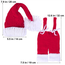 2Pcs Baby Photo Shoot Outfit Red Christmas Handmade Hat and Pants Set