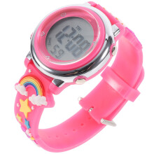 2Pcs Lovely Pink Cartoon Kids Watch Silicone Band Children Wristwatch