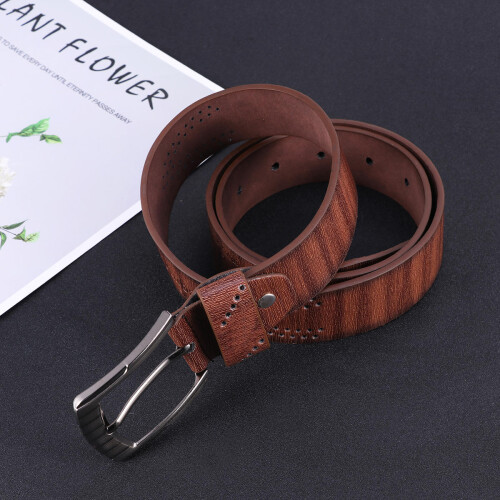 3Pcs Casual Men PU Belt Coffee Adjustable Roller Buckle Strap 2