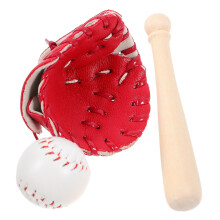 4Sets Red Mini Baseball Kit for Dollhouse and Creative Decor