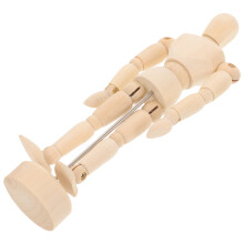 2Pcs Wooden Drawing Man Model Beige with Stand Articulated Artist Tool