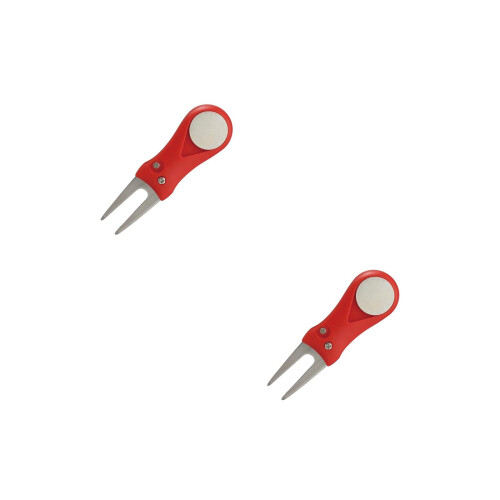2Pcs Red Golfs Divot Fixing Tool Folding Design Smooth Surface Golfing 2