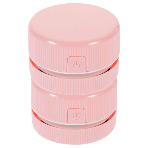 8Pcs ABS Portable Mini Desktop Vacuum Cleaner Pink Cordless Table 2