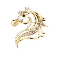 Veelzijdige paardenhoofdbroche, legeringssteentjes,-Goud