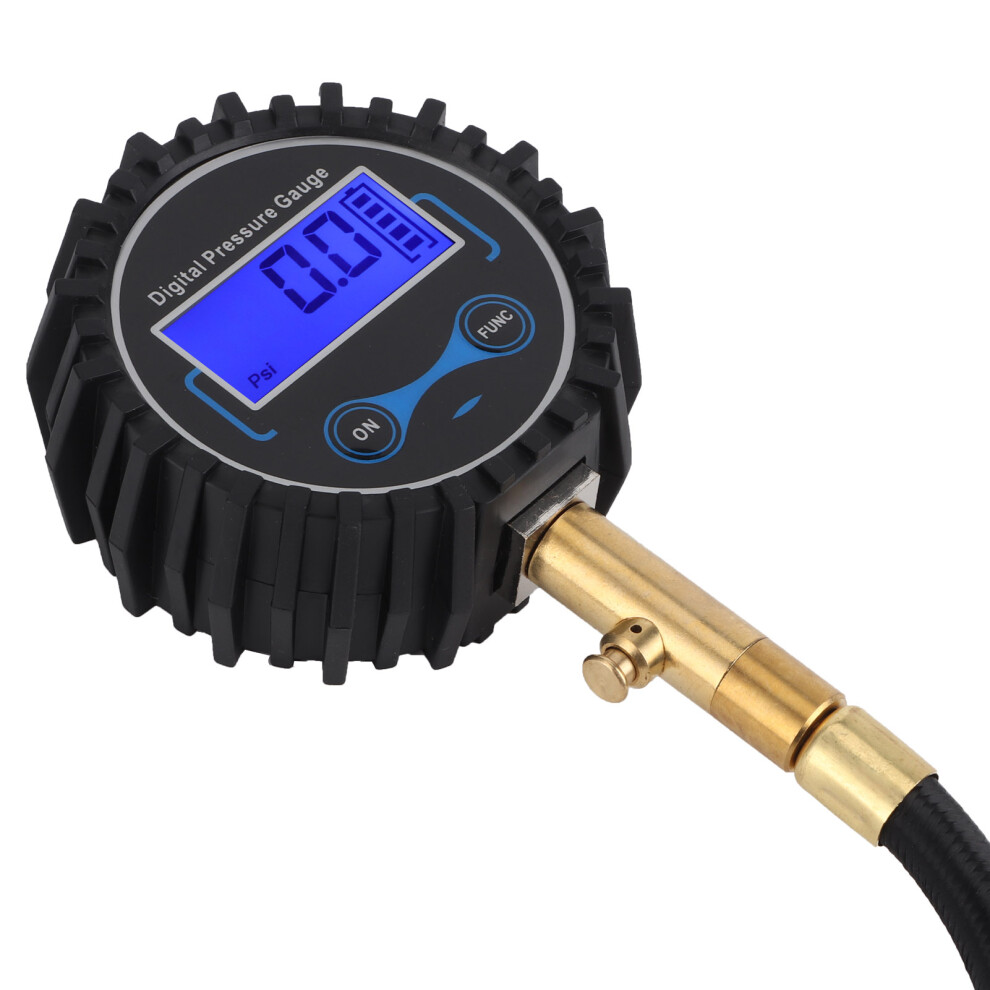 Lcd Air Tire Inflator With Pressure Gauge, 0-200 Psi Black 8731379005052