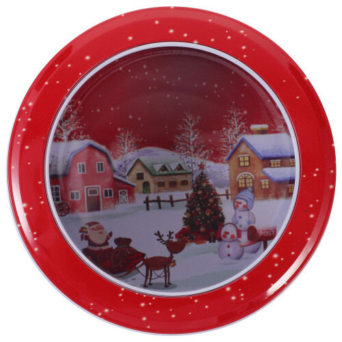 2Pcs Red Tinplate Christmas Candy Tins with Easy-Open Lid Storage Box 2
