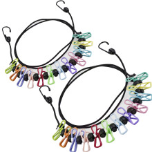 2 Pack Portable Clothesline with Strong Grip Clips, Retractable Elastic Rope for Travel and Outdoor