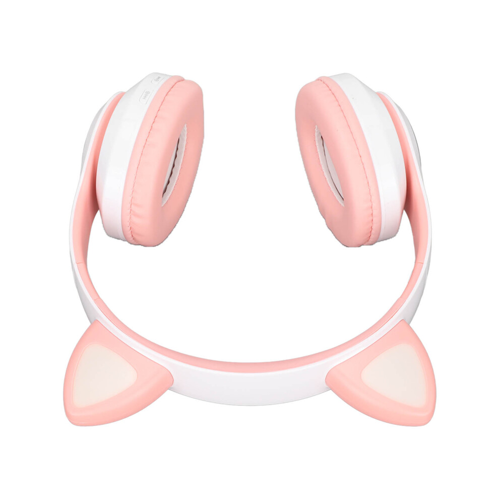 Kids Bluetooth Headphones 40Mm Speakers Foldable Glowing Ear Pink/White 8781375535237