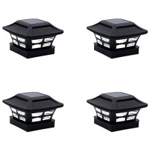 4X Luzes para Postes Solares 2 Modos de IluminaçãO LEDs para Cercas de Deck para Postes de Madeira 4X4 DecoraçãO de Jardim Quente Preto