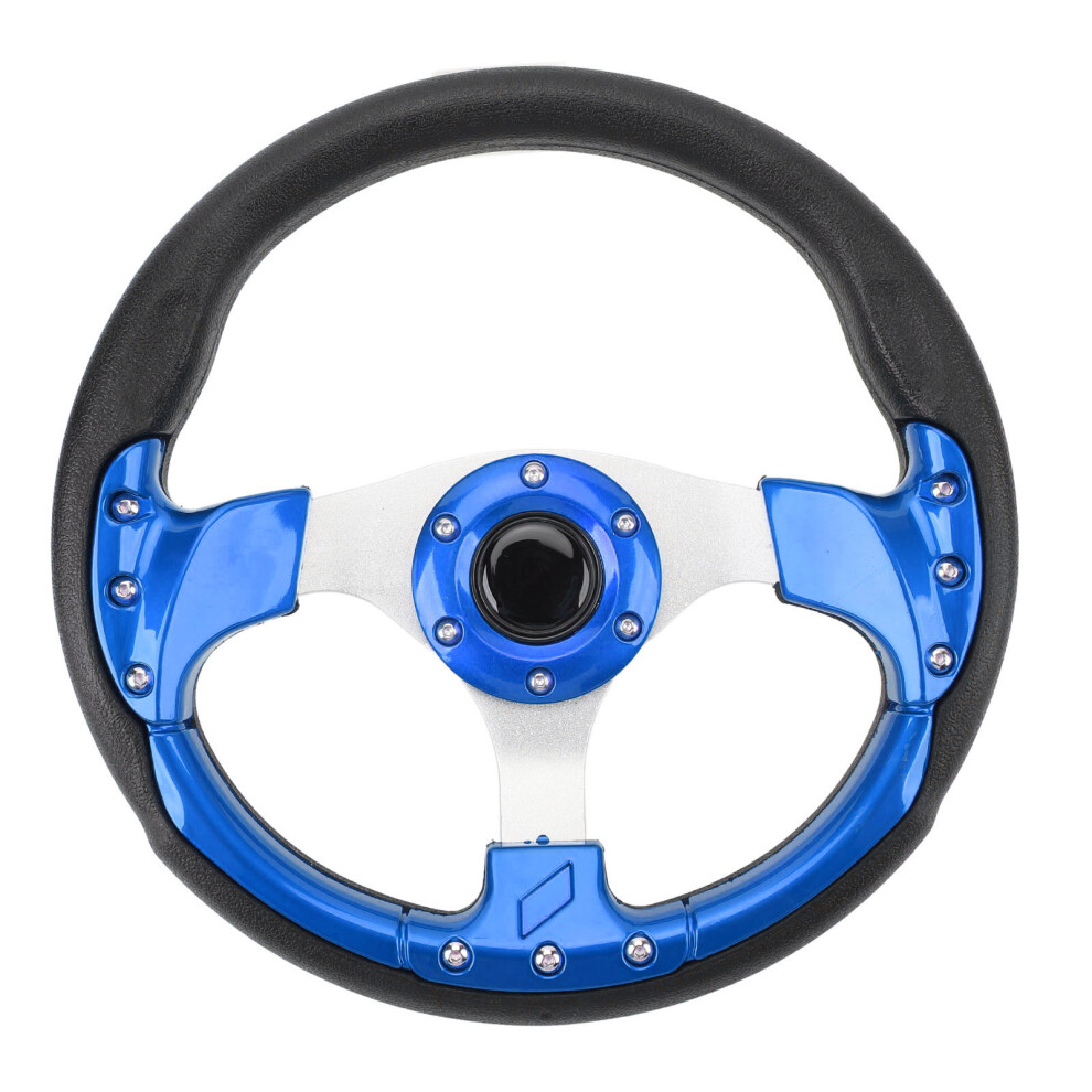 13In Pu Racing Steering Wheel With Impact Proof Grip & Easy Install Blue 4351384407937