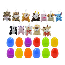 12 Pieces Filled Easter Eggs with Plush Animal Head Figures for Party