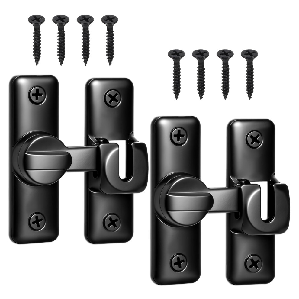 2 Pack 90 Degree Barn Door Lock Heavy Duty Security No Drill Sliding Gate Latch For Fence Shed Garage 9771547260516
