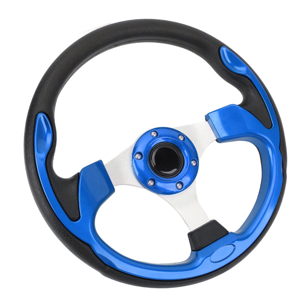 13In Racing Style Universal Pu Aluminum Car Steering Wheel With Horn Button - Blue 6941384407976