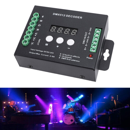 4CH DMX512 RGBW LED Decoder, 192W/384W, 9-24V, 71x31x110mm