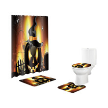 Kit de décoration pour Halloween comprenant un rideau de douche de qualité supérieure, un tapis de sol antidérapant et un couvre-abattant de