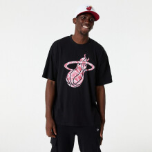 T-shirt manches courtes col ras du cou homme en coton noir avec empiècements Miami Heat