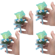4Pieces Bride and Groom Boutonniere Wedding Dress Corsage-Blue