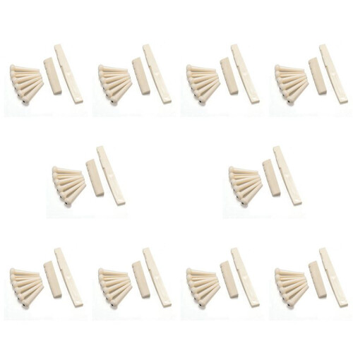 60 Brostift + Sadel + Brosadel Bone / Bone Akustisk Gitarr Vit