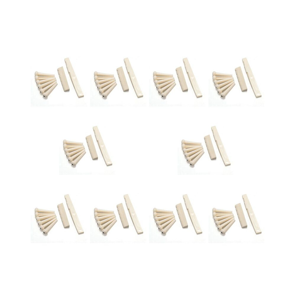 60 Bridge Pins + Saddle + Bridge Saddle Bone / Bone Acoustic Guitar White 6034142709525