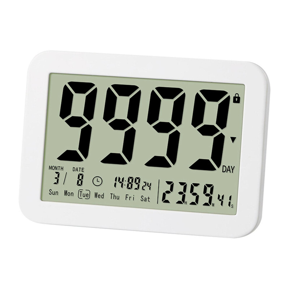White 9999 Days Count Down Timer Clock LCD Screen Key Lock Function Ea