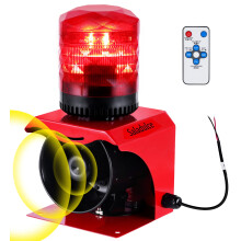 120dB Industrial Siren Alarm with Flashing Light, IP65 Weatherproof Remote Control for Warehouse and Factory