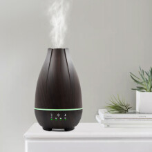 Aromaterapi eterisk oljediffuser, utskiftbare fargede lys for ultralyd duftende oljeluftfukter, stilig trestrukturdesign med timer og