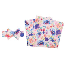 Newborn Set With Floral Print Headband For Swaddling, Nursing, And Cuddling Unisex