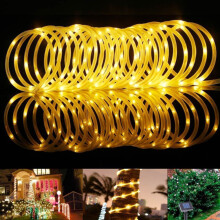 Outdoor Solar Rope Lights, Warm White Light, Super Bright 16.5ft 50 LED Energy Saving, Waterproof Solar Powered Decoration for Garden Party Wedding