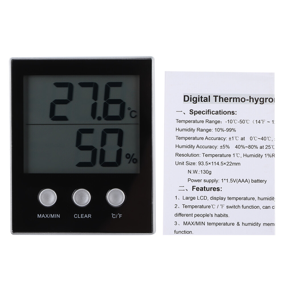 Precision Digital Thermometer Hygrometer, High Stability Accuracy Ensures Reliable Monitoring, Indoor Outdoor Use For Versatile Applications, Large