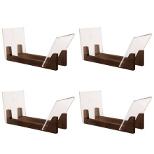 4X Vinyl Record Storage Holder Large Capacity Acrylic Ends Display Stand Wooden LP Vinyl Album Desktop Rack