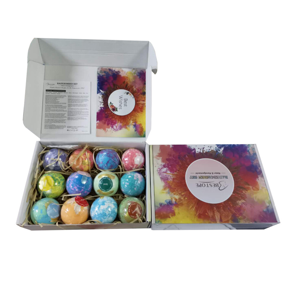 Relaxing Bath Bombs Gift Set, Aromatherapy & Essential Oils, 12Pcs/Set Bright Colors, Environmentally Friendly Materials For Luxurious Spa Experience