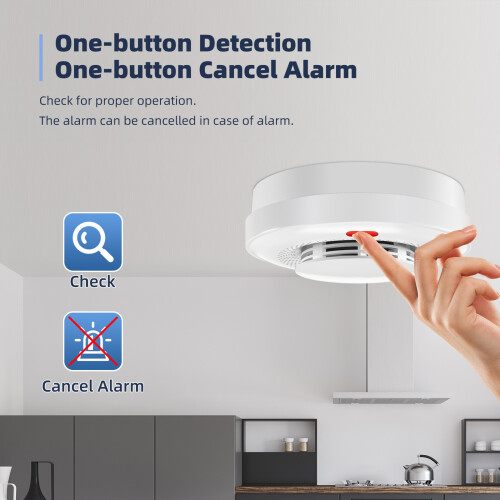 White Wireless Smoke Detector 9.0x9.0x3.2 cm 433