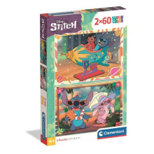 Palapeli 2x60 kappaletta Stitch, Lapsille alkaen 3-vuotiaista, Teema piirroselokuvat, CLEMENTONI