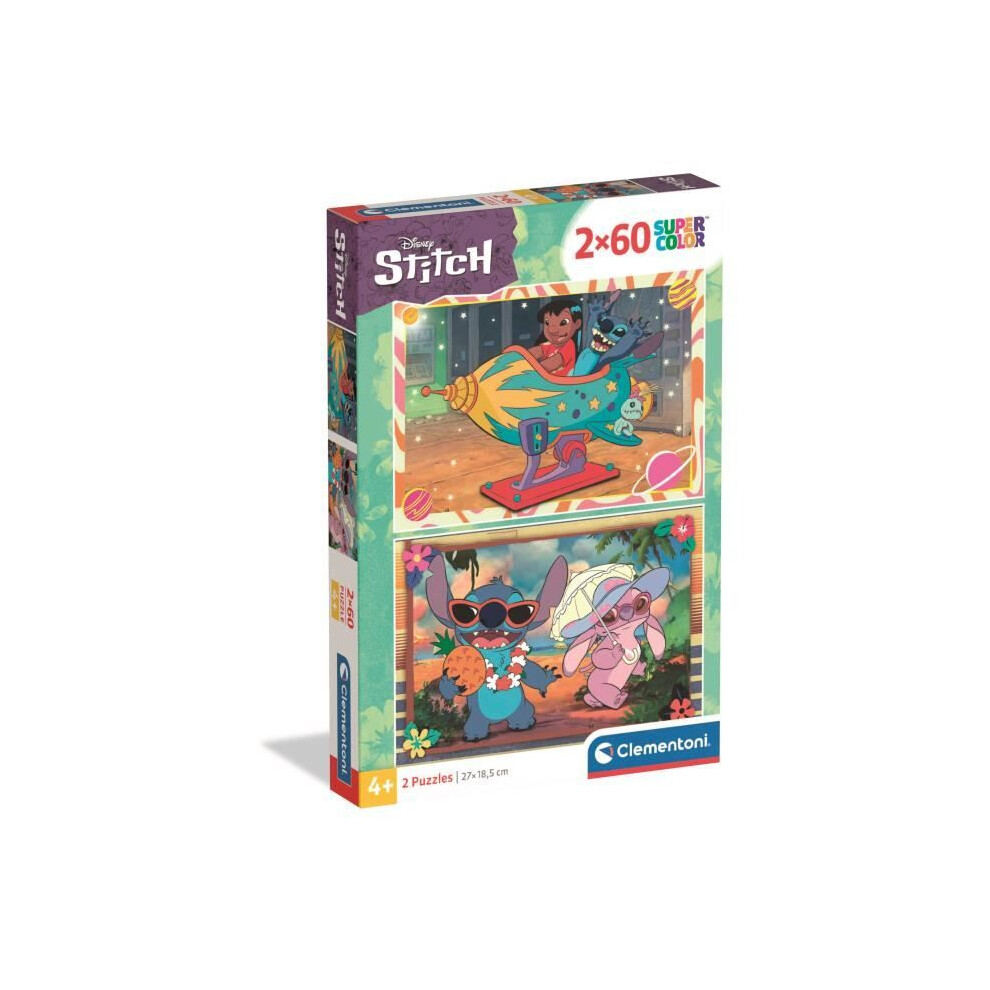 New Clementoni Puzzle 2X60 Pieces Stitch, For Children From 3 Years Old, Cartoon Theme,