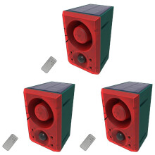 3X Outdoor Solar Motion Sensor Alarm with Remote Control, 130Db Sound Light Alarm Siren Sound Alarm