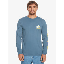 T-shirt Quiksilver manches longues en coton, col rond, logo Omni, bleu marine