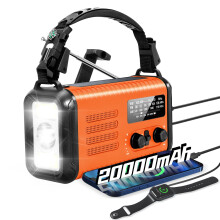 Emergency Weather Radio with NOAA Alerts, 20000mAh Solar Hand Crank Radio, USBC Charger, Flashlight, Compass for Outdoor Survival