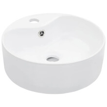 Lavabo salle de bain diamètre 36 cm avec trop-plein céramique blanc 02_0002620